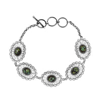D'Joy Artisan Crafted Whispering Web Turquoise 6.10 ctw Concho Bracelet in Sterling Silver (6.50-8.0In)