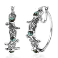 D'Joy Artisan Crafted Whispering Web Turquoise 2.00 ctw Cowgirl Shoes Hoop Earrings in Sterling Silver - Sticky add to cart bar