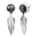 D'Joy Artisan Crafted Whispering Web Turquoise 4.20 ctw Eagle Feather Earrings in Sterling Silver - Sticky add to cart bar