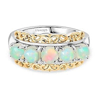 Ethiopian Welo Opal 1.13 ctw Ring in Rhodium Over Sterling Silver (Size 11.5)