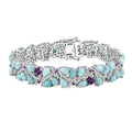 D'Joy Larimar and Multi Gemstone 30.90 ctw Bracelet in Rhodium Over Sterling Silver (7.25 In) - Sticky add to cart bar