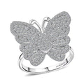 Luxuriant Lab Grown Diamond Butterfly Ring in Rhodium Over Sterling Silver (Size 10.0) 1.00 ctw - Sticky add to cart bar