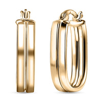 Luxoro Hoop Twin Line Elegance Earrings in 10K Yellow Gold 1.65 Grams