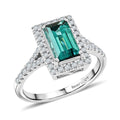 Certified & Appraised Rhapsody AAAA Lagoon Tourmaline and E-F VS Diamond 2.30 ctw Ring in 950 Platinum (Size 10.0) 6.40 Grams - Sticky add to cart bar