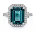 Certified & Appraised Rhapsody 950 Platinum AAAA Pirineu Lagoon Tourmaline, Diamond (E-F, VS) (0.44 cts) Ring (Size 10.0) (9.25 g) 10.10 ctw - Sticky add to cart bar