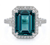 Certified & Appraised Rhapsody 950 Platinum AAAA Pirineu Lagoon Tourmaline, Diamond (E-F, VS) (0.44 cts) Ring (Size 10.0) (9.25 g) 10.10 ctw