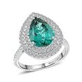 Certified & Appraised Rhapsody AAAA Lagoon Tourmaline and E-F VS Diamond 4.35 ctw Ring in 950 Platinum (Size 7.0) 7.60 Grams - Sticky add to cart bar