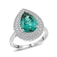 Certified & Appraised Rhapsody AAAA Lagoon Tourmaline and E-F VS Diamond 4.35 ctw Ring in 950 Platinum (Size 7.0) 7.60 Grams