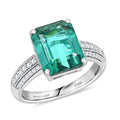 Certified & Appraised Rhapsody AAAA Lagoon Tourmaline and E-F VS Diamond 7.10 ctw Ring in 950 Platinum (Size 10.0) 7.10 Grams - Sticky add to cart bar