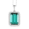 Certified & Appraised Rhapsody AAAA Pirineu Lagoon Tourmaline and E-F VS Diamond 8.15 ctw Pendant without Chain in 950 Platinum - Sticky add to cart bar
