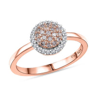 D’Joy Natural White and Pink Diamond Ring in 18K Vermeil RG Over Sterling Silver (Size 10.0) 0.35 ctw