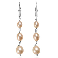 D'Joy Peach Freshwater Pearl Earrings in Rhodium Over Sterling Silver
