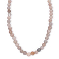 Peach Moonstone 110.00 ctw Beaded Necklace in Rhodium Over Sterling Silver 18 Inches - Sticky add to cart bar