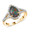 D'Joy Elysian Opal (Triplet) and Moissanite 1.90 ctw Ring in 18K Vermeil Yellow Gold Over Sterling Silver (Size 10.0) - Sticky add to cart bar