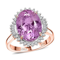 Epic Deal Luxoro 10K Rose Gold AAA Martha Rocha Kunzite, Diamond (G-H, I2) Twilight Blossom Ring (Size 10.0) 7.80 ctw