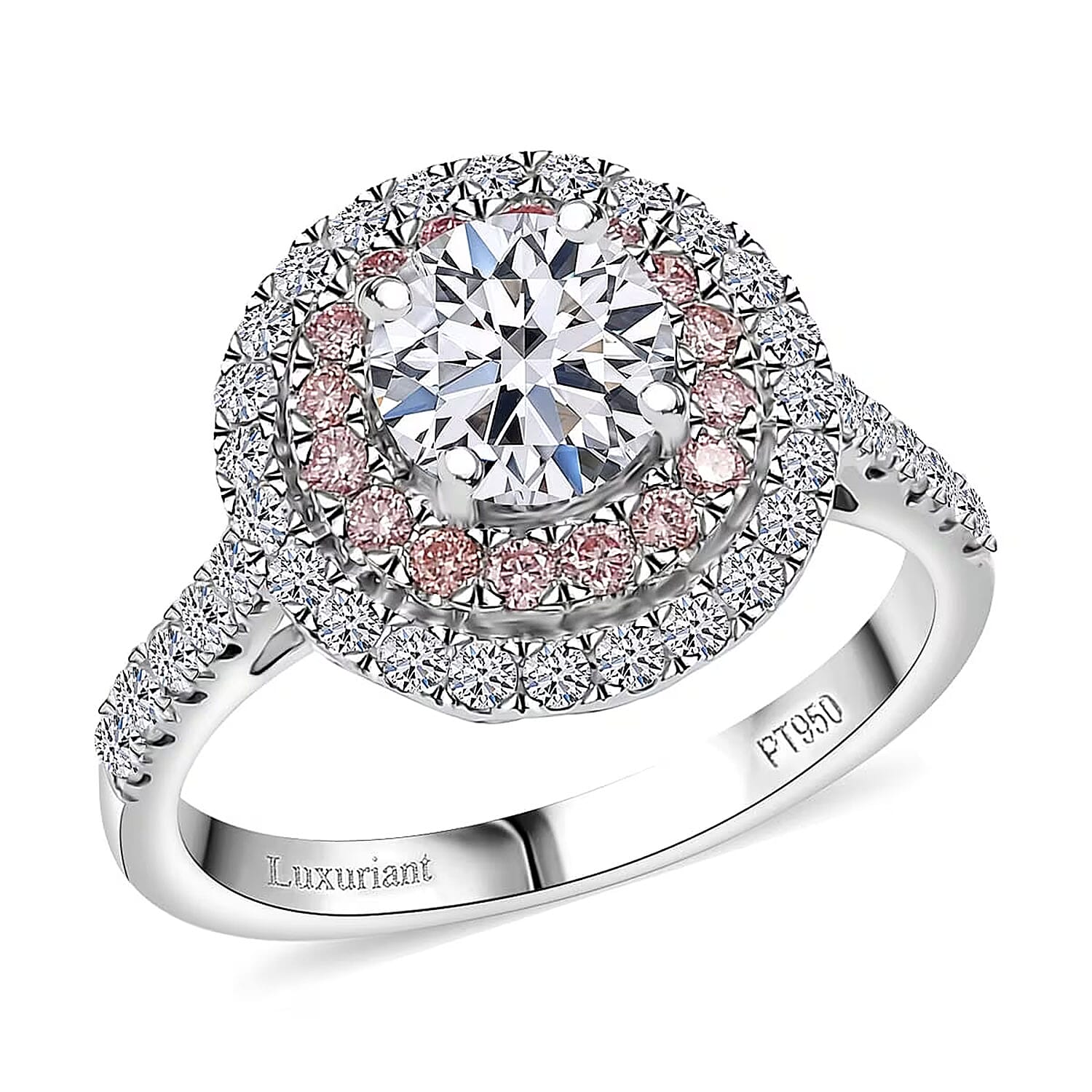 Luxuriant Lab Grown White and Pink Diamond VS 1.75 ctw Ring in 950 Platinum 6.10 Grams