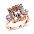 14K Rose Gold AAA Asscher Cut Marropino Morganite, Luxuriant Lab Grown Diamond (G-H, SI) Ring (Size 10.0) 8.35 ctw - Sticky add to cart bar