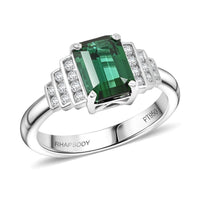 Certified & Appraised Rhapsody AAAA Lagoon Tourmaline and E-F VS Diamond 2.00 ctw Ring in 950 Platinum (Size 10.5) 6.16 Grams