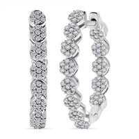 D’Joy Diamond 0.90 ctw Hoop Earrings in Rhodium Over Sterling Silver