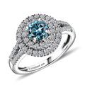 Luxuriant Lab Grown Blue and White Diamond (VS) Ring in Rhodium Over Sterling Silver (Size 6.0) 1.50 ctw - Sticky add to cart bar