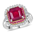 D'Joy Niassa Ruby (FF) 10.0) and Multi Gemstone 6.30 ctw Ring in Rhodium Over Sterling Silver (Size 10.0) - Sticky add to cart bar
