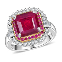 D'Joy Niassa Ruby (FF) 10.0) and Multi Gemstone 6.30 ctw Ring in Rhodium Over Sterling Silver (Size 10.0)
