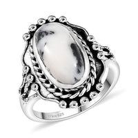 D’Joy Artisan Crafted White Buffalo 3.60 ctw Solitaire Ring in Sterling Silver (Size 10.0)