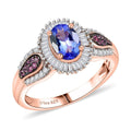 D'Joy Tanzanite, Pink Spinel and Diamond Ring in 18K Vermeil RG Over Sterling Silver (Size 10.0) 1.20 ctw - Sticky add to cart bar