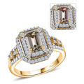 D'Joy AAA Asscher Cut Turkizite, Moissanite Ring in 18K Vermeil YG Over Sterling Silver (Size 10.0) 1.80 ctw - Sticky add to cart bar