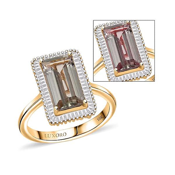 Luxoro 10K Yellow Gold AAA Turkizite, Diamond (I1) (0.29 cts) Ring (Size 10.0) 3.50 ctw