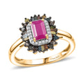 D'Joy Premium Royal Ruby and Multi Diamond 1.20 ctw Ring in 18K Vermeil Yellow Gold Over Sterling Silver (Size 10.0) - Sticky add to cart bar