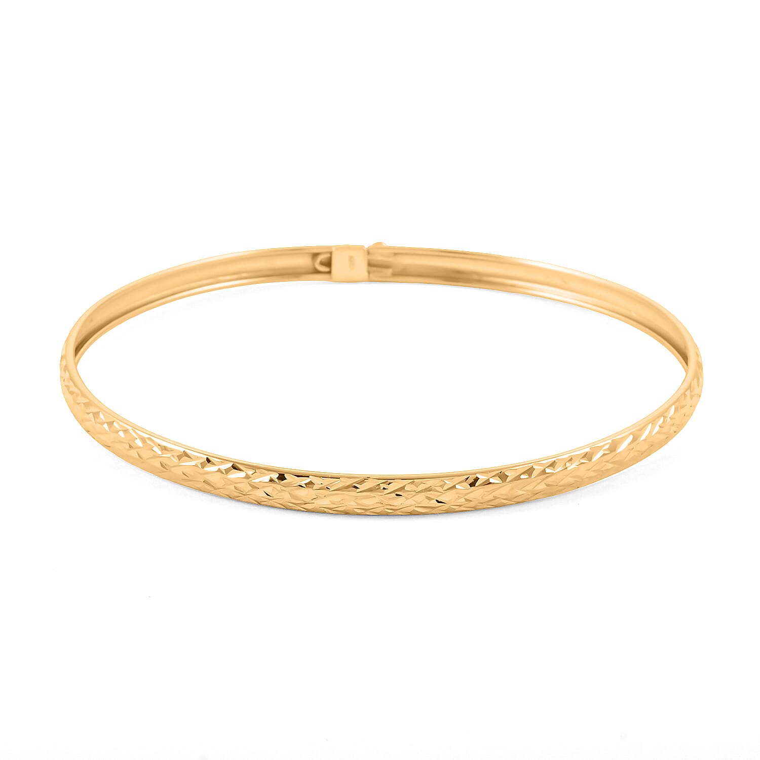 14K YG Over Sterling Silver Figaro Link Bangle Bracelet (7.75 In) (4 g)