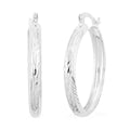 Sterling Silver Diamond-cut Hoop Earrings (2.50 g) - Sticky add to cart bar