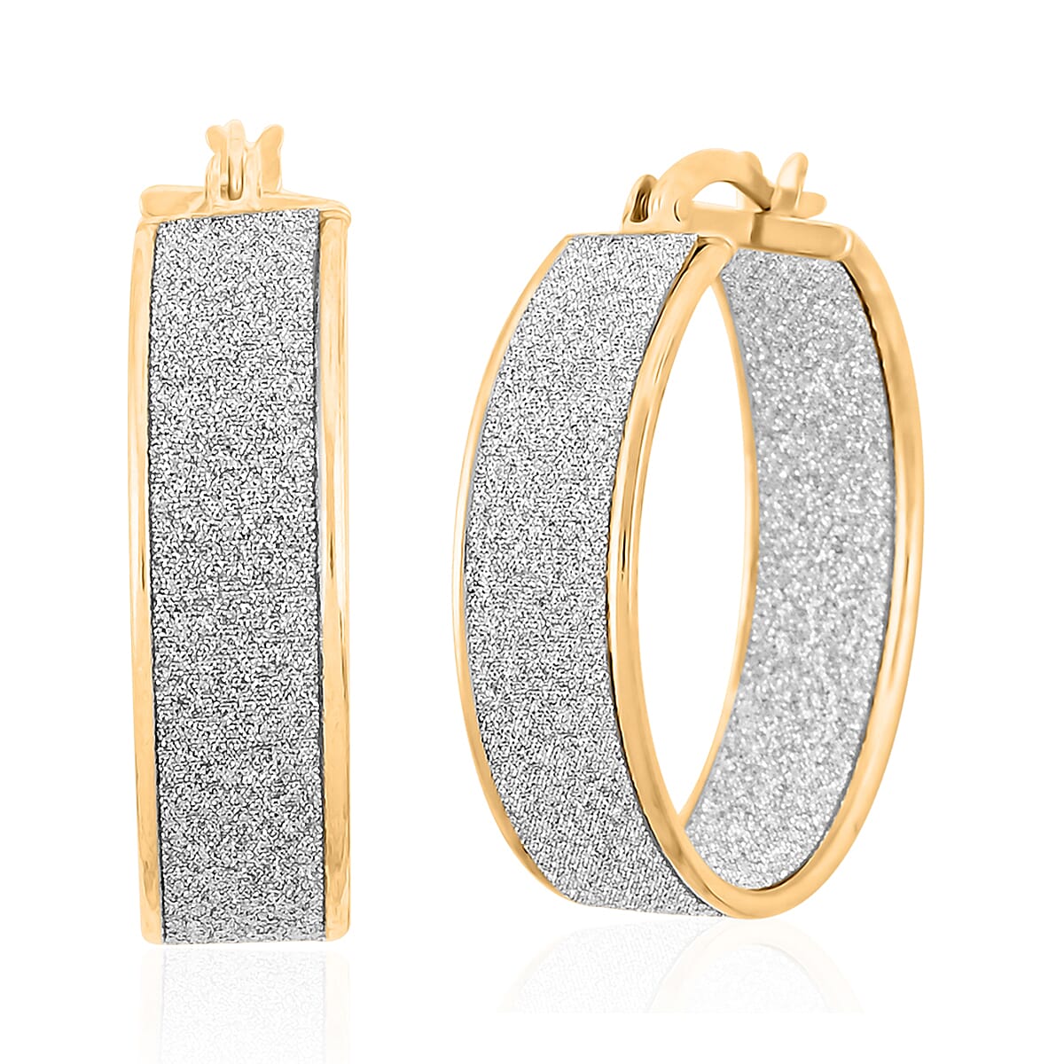 14K YG Over Sterling Silver Diamond Cut Hoop Earrings (4 g)