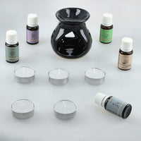 Black Ceramic Oil Burner Gift Set (2.75"x4")