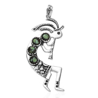 D'Joy Artisan Crafted Whispering Web Turquoise 2.20 ctw Kokopelli Pendant without Chain in Sterling Silver