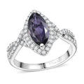 D'Joy Catalina Iolite and Moissanite 2.00 ctw Ring in Rhodium Over Sterling Silver - Sticky add to cart bar