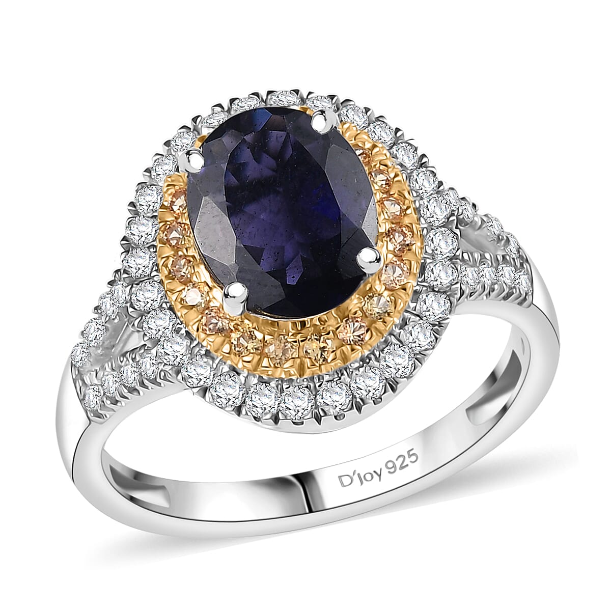 D'Joy Catalina Iolite and Multi Gemstone 2.10 ctw Ring in Rhodium Over Sterling Silver (Size 10.0) (Del. in 10-12 Days)