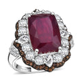 D'Joy Niassa Ruby (FF), White and Chocolate Zircon Ring in Rhodium Over Sterling Silver (Size 10.0) 15.20 ctw - Sticky add to cart bar