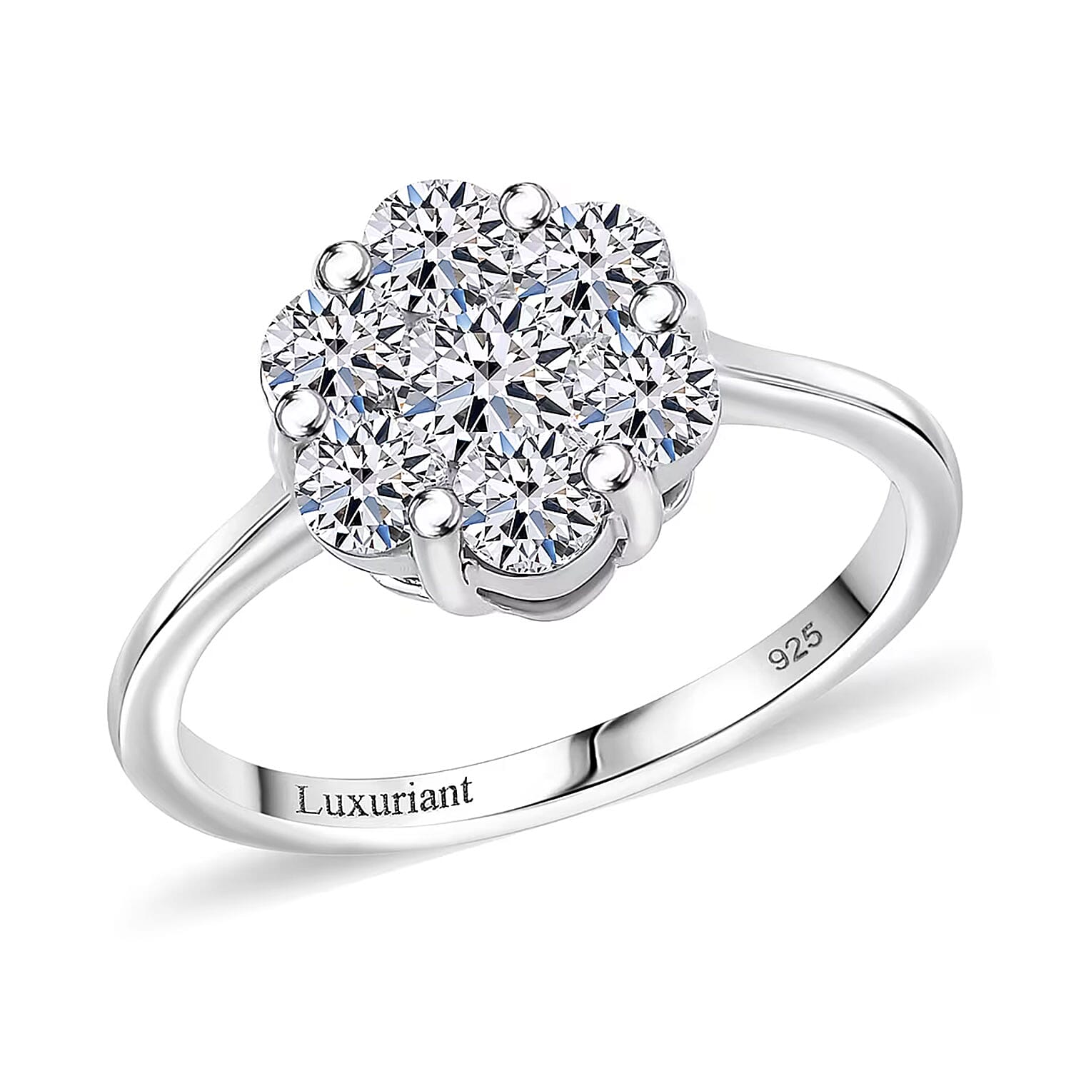 Luxuriant Lab Grown Diamond Floral Ring in Rhodium Over Sterling Silver (Size 10.0) 1.00 ctw