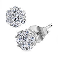 Luxuriant Lab Grown Diamond G-H SI 1.50 ctw Floral Stud Earrings in Rhodium Over Sterling Silver (Del. in 12-15 Days)