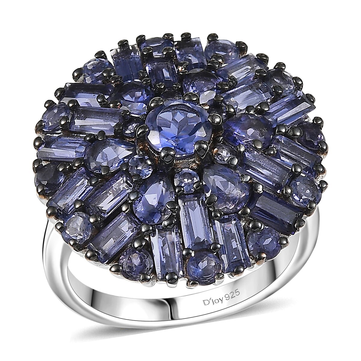 D'Joy Premium Catalina Iolite Cosmic Storm Ring in Rhodium Over Sterling Silver (Size 10.0) 4.00 ctw