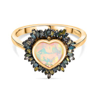 D’joy Ethiopian Welo Opal, Multi Gemstone Ring in 18K Vermeil YG Over Sterling Silver (Size 9.0) 2.06 ctw