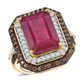D'Joy Niassa Ruby (FF), White and Chocolate Zircon Ring in 18K Vermeil YG Over Sterling Silver (Size 10.0) 12.80 ctw - Sticky add to cart bar