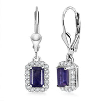 D'Joy Catalina Iolite and White Zircon 1.75 ctw Nebula Glow Earrings in Rhodium Over Sterling Silver
