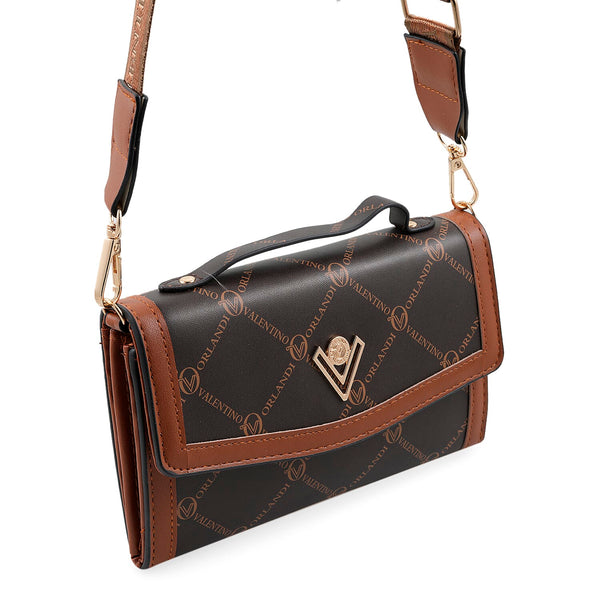 Valentino Orlandi Printed Brown and Cognac Trimmed Vegan Leather