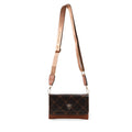 Valentino Orlandi Printed Brown & Cognac Vegan Leather Crossbody Bag - Sticky add to cart bar
