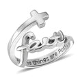 Faith and Cross Ring in Stainless Steel (Size 10.0) - Sticky add to cart bar