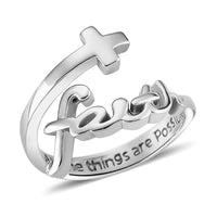 Faith and Cross Ring in Stainless Steel (Size 10.0)