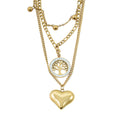 Austrian Crystal 3 Layered Heart and Tree of Life Charm Necklace with 2 Inch Extender (16, 18 and 22 Inches) in ION Plated YG Stainless Steel - Sticky add to cart bar